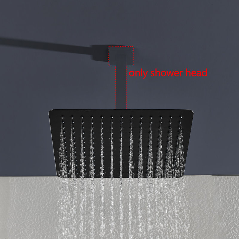 Motif à 1 jet de 2,5 GPM et 16 po Pomme de douche fixe au plafond avec rotation à 360 °, Noir mat