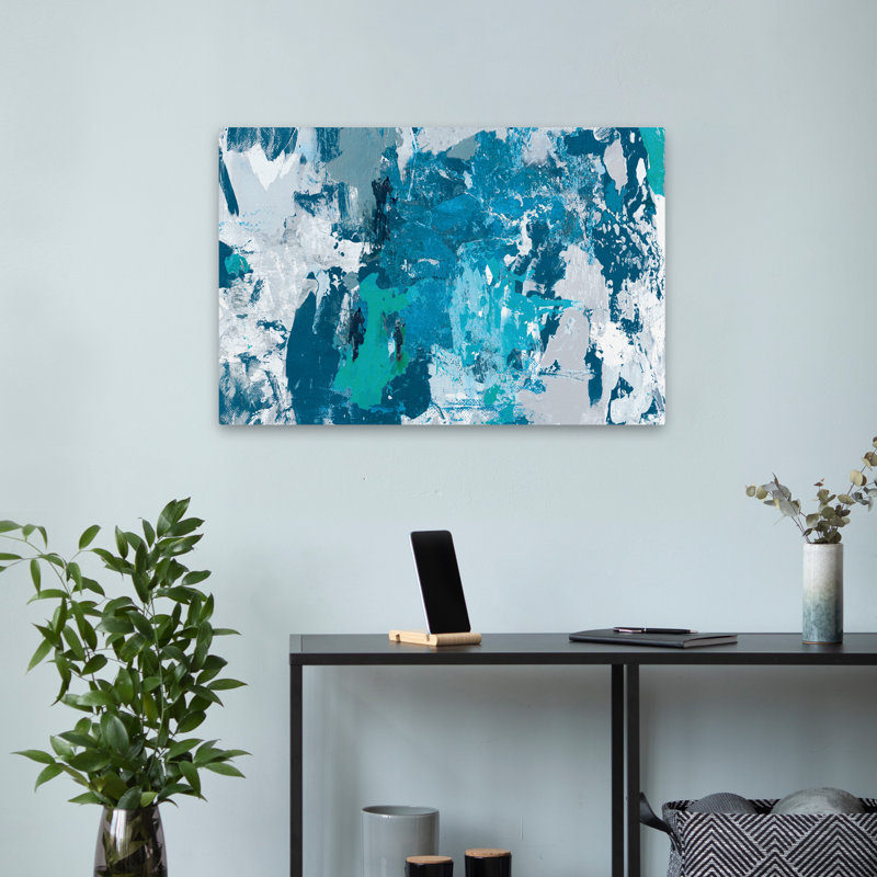 Paysage marin et art bleu contaminé bleu, H 16 po x l 24 po