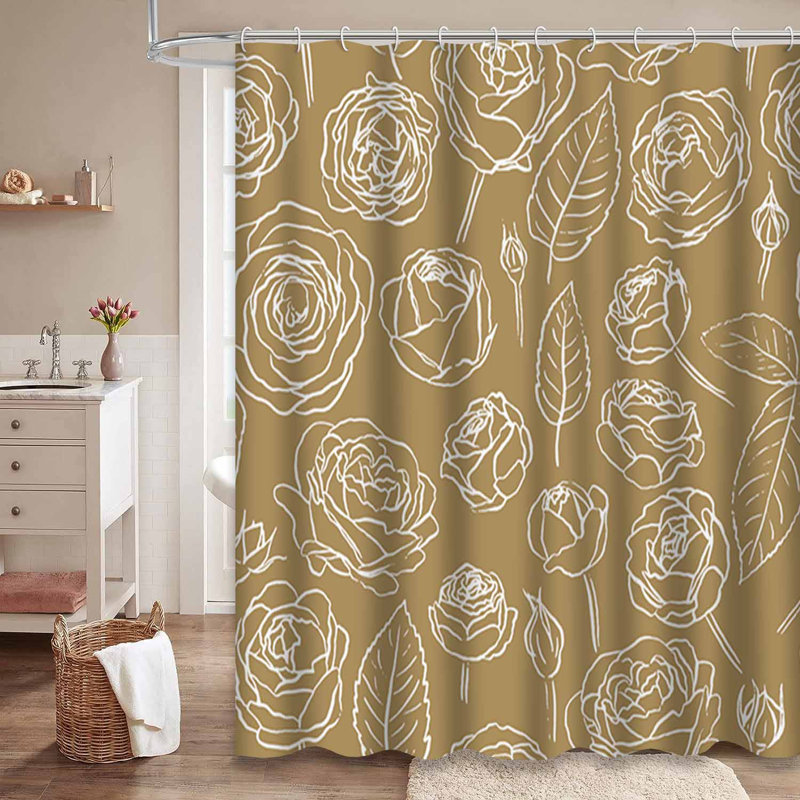 Rideau de douche imperméable à motif floral avec 12 crochets, L 72 po x l 72 po