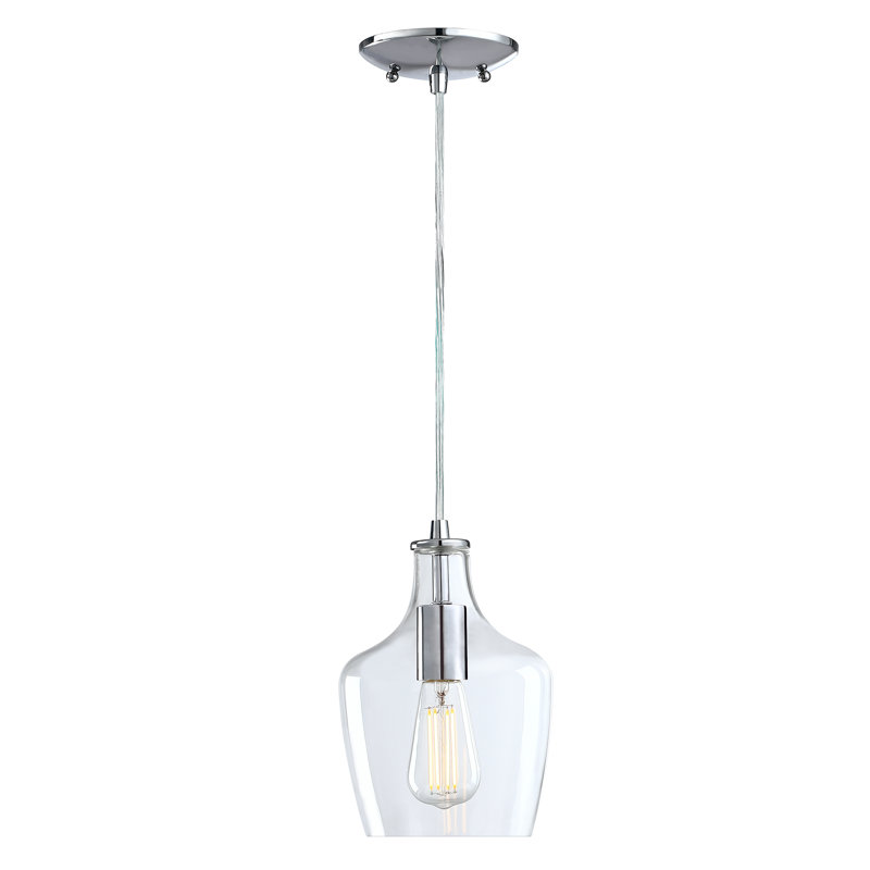 Luminaire suspendu 1 lumière Lisbon avec verre transparent Lisbon, Chrome