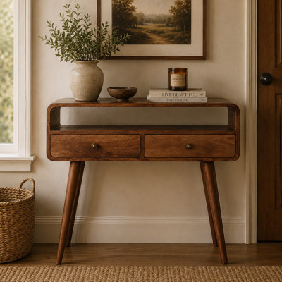 Console en bois massif 35,43 po Desolina