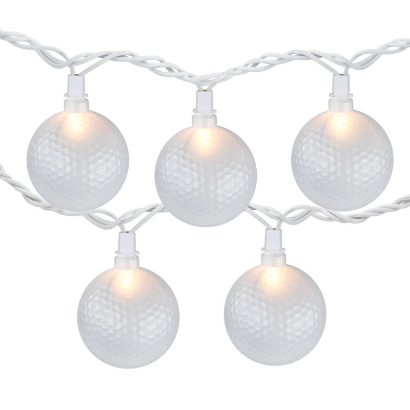 Ensemble de 10 lumières de patio pour balles de golf en fil blanc 6 pi