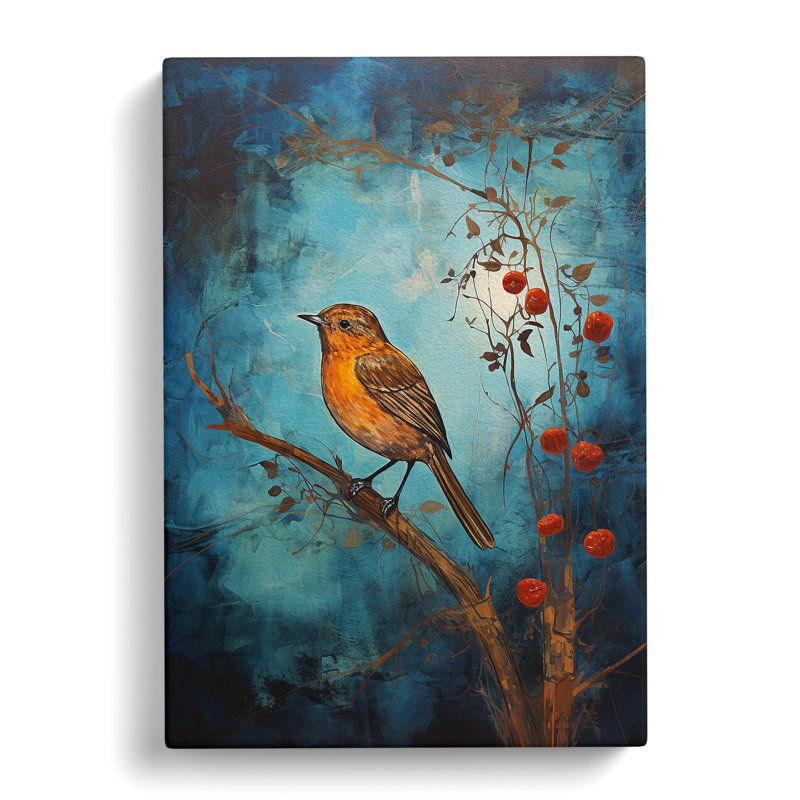 Robin Bird Expressionism - Wrapped Canvas, 50cm H x 35cm W x 3cm D