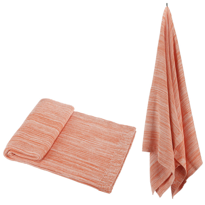 Soft Knitted Orange Cotton Throw Blanket