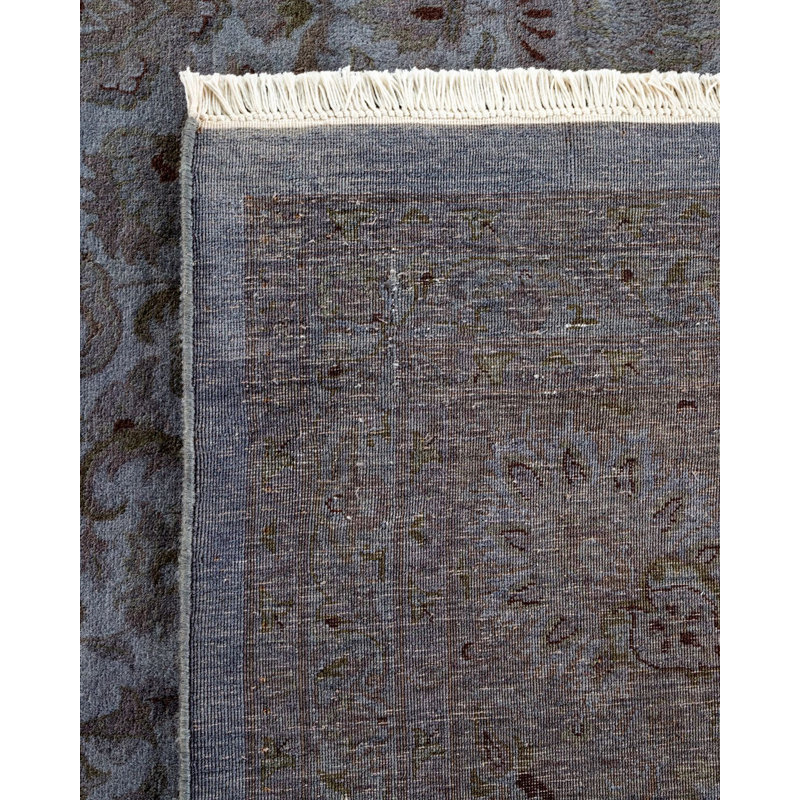 Tapis gris noué à la main de conception unique Chimel