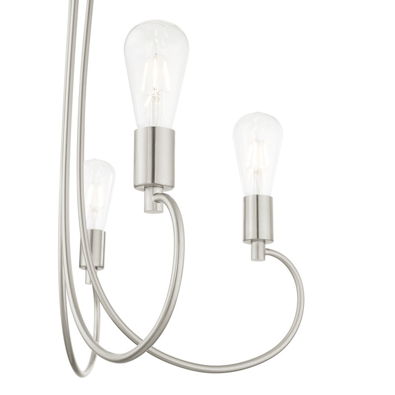 Lustre classique à 7 lumières de style bougie Hitterdal, Nickel brossé, 5 lumières