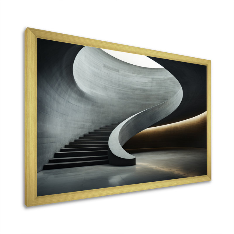 «Grey Concrete Canvas Subtle II», reproduction d'art sur toile, Cadre doré simple, H 24 po x l 32 po x P 1 po