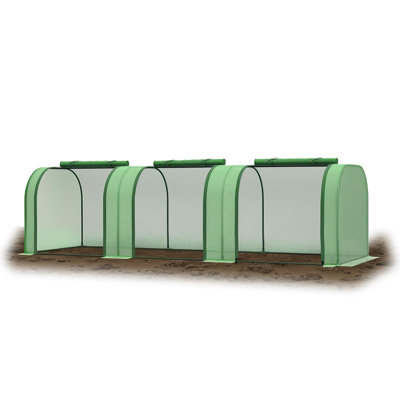 Mini Greenhouse 116x39x31in with Dual Roll-Up Doors, Sturdy PE Cover & Steel Frame for Seedlings, Green