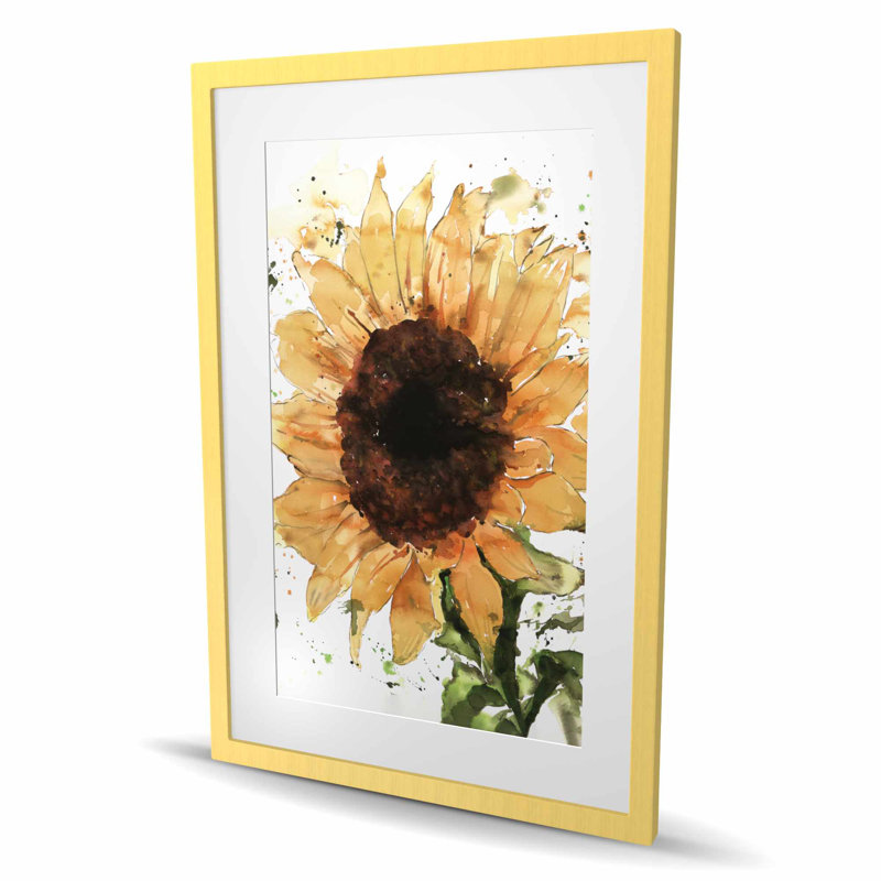 Grand imprimé tournesol encadré mat | Décoration florale