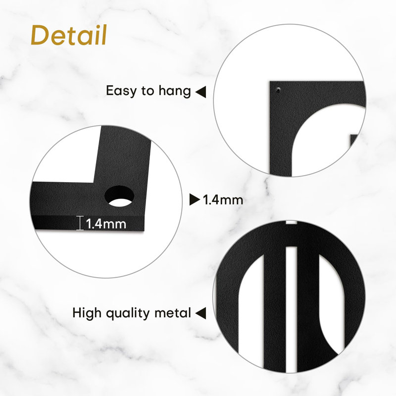 Wall Decor Metal, 36" H x 24" W x 0.05" D, Black