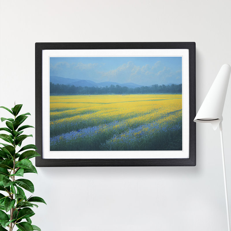 Delicious Bluebell Field - Single Picture Frame Painting, 25cm H x 34cm W x 2cm D, Black