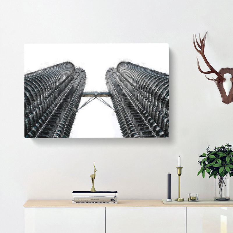 Petronas Twin Towers - Wrapped Canvas Print, 60cm H x 91cm W x 3cm D