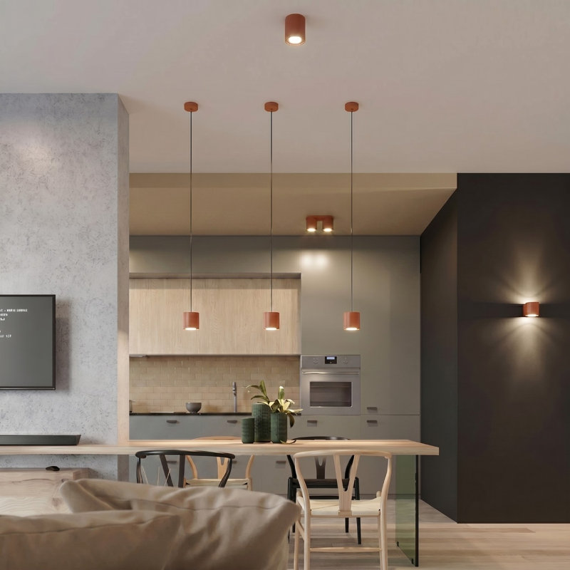 ORBIS Flush Mount, Red Ochre, Ceiling lamp ORBIS 1 red ochre, 1 Light