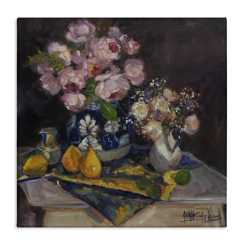 Art mural sur toile «Moody Blossoms Still Life», conception par Allayn Stevens, H 36 po x l 36 po