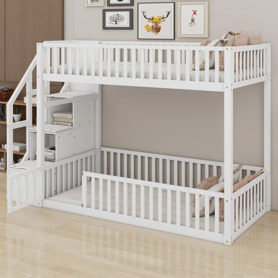 Stylish Bunk Bed With Built-In Staircase Storage Solutions