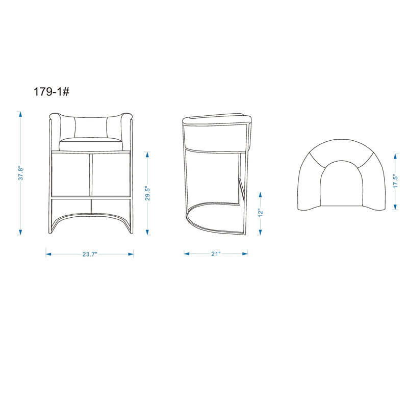 Svala Upholstered Counter Stool with Metal Frame, Pebble, Bar Stool (29.5" Seat Height), 3