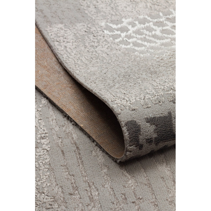 Tapis gris en polyester tissé à la machine Bedner, Rectangle 2 pi 7 po x 4 pi 11 po