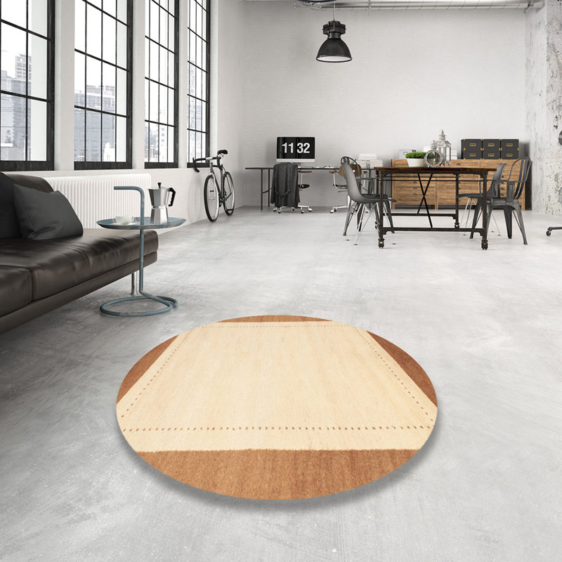 Tapis beige/brun contemporain, Rond 5 pi