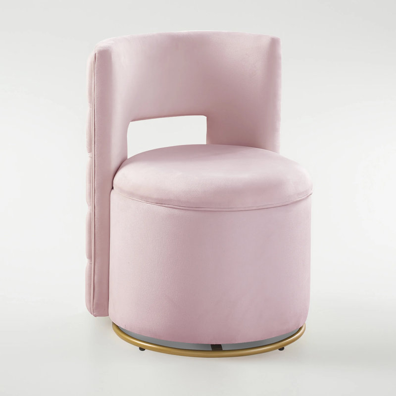 Swivel Barrel Chair With Storage, Pink