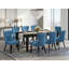 Ensemble de table de salle à manger 9 pièces comprenant une table de salle à manger rectangulaire avec feuille papillon et 8 chaises rembourrées en tissu bleu, noir-1631016026-1631016025