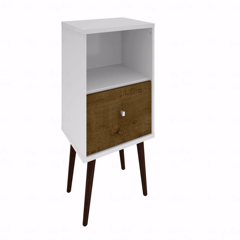 Table de chevet, Blanc / Brun