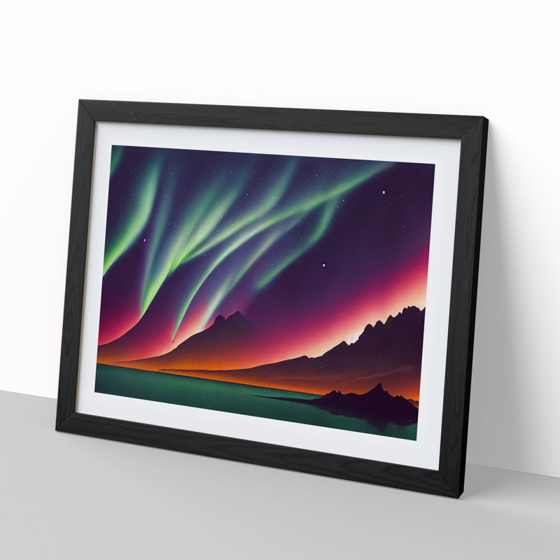 Animated Aurora Borealis - Single Picture Frame Print, Black, 46cm H x 64cm W