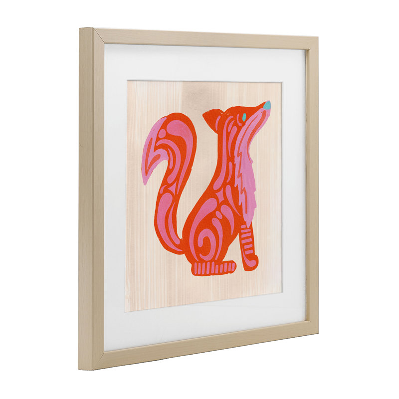 «Whimsical Folk Fox», impression sous verre encadrée, design par The Paper Curator, 13 x 13