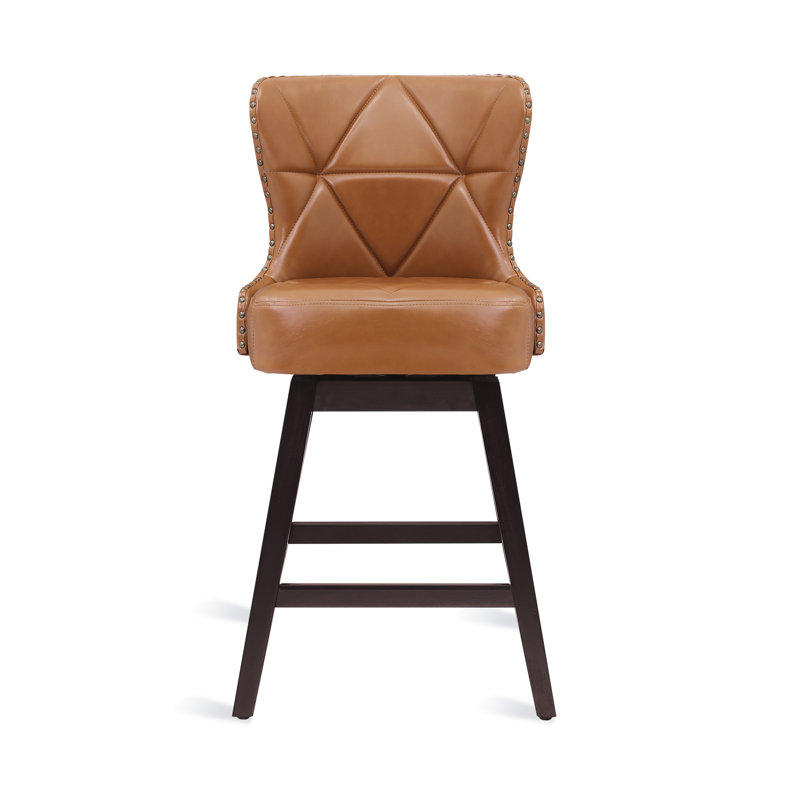 Tabouret de comptoir pivotant 26 po Arabele, Chameau, 1, Marron foncé