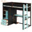 Lits mezzanine jumeaux avec rangement, bois MDF pin, bureau moderne et multifonctionnel-799069485
