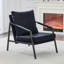 Fauteuil d'appoint en similicuir, fauteuil rembourré simple avec structure en métal noir robuste, fauteuil de lecture industriel pour salon, chambre, bureau, salle d'attente