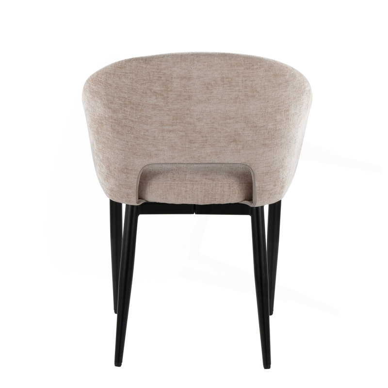 Chaise en métal noir et tissu, Marron clair, Noir