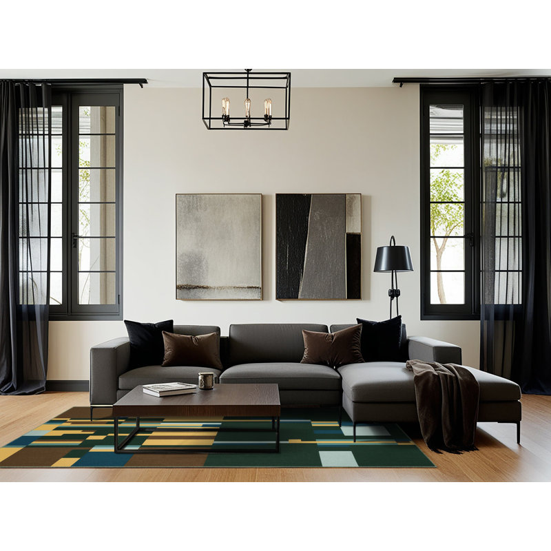 Plains In Pixels Rug, Rectangle 4' x 6'