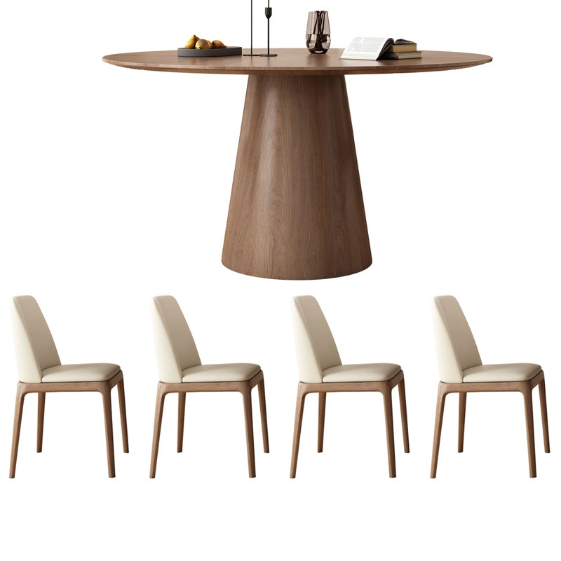 Combinaison de table et de chaises en bois massif rétro, H 29,52 po x L 47,24 po x l 47,24 po