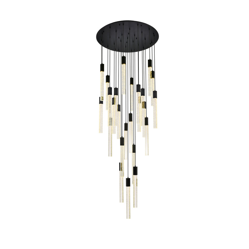 Luminaire suspendu rectangulaire à 25 lumières Aliha, Noir