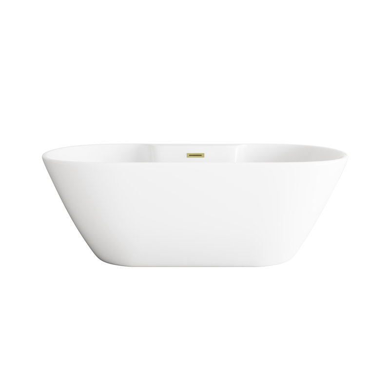 67 Inch Bathtub in Glossy White with Trim, Brushed Gold