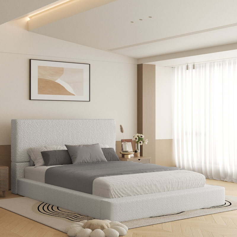 Haden Boucle Platform Bed Frame, Queen