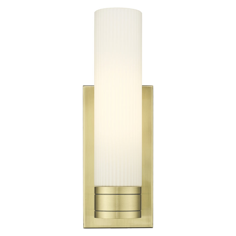 Ballston - Jaxson - 1 Light 5" Sconce with 11"H Shade, Antique Brass, Striped White