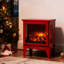Foyer électrique autoportant de 18 pouces en rouge avec flamme 3D, double protection, chaleur 1400W / 700W, 5000 's, 50000 heures de DEL, conception panoramique, base amovible, poêle à commandes simples, finition,