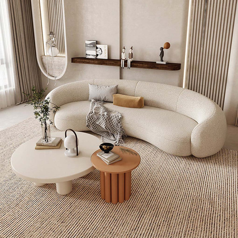 Curved Boucle Sofa