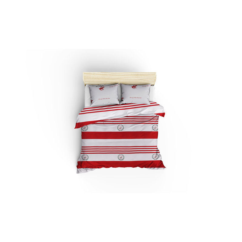 Breakwater Bay Flintridge Striped Duvet Cover Set with Pillowcases, 155 x 200 cm - 2 Pillowcases (80 x 80 cm), Red/White