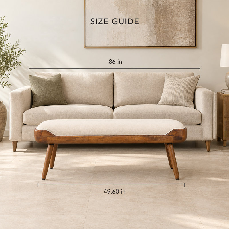 Banc en bois massif avec assise rembourrée Danforth