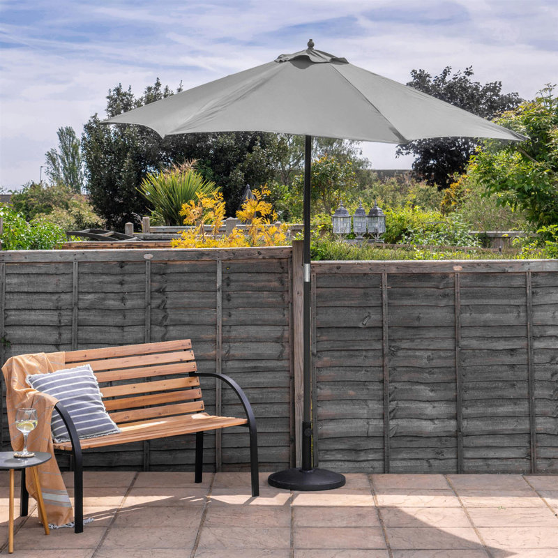 Wooden Garden Parasol, Grey, Black