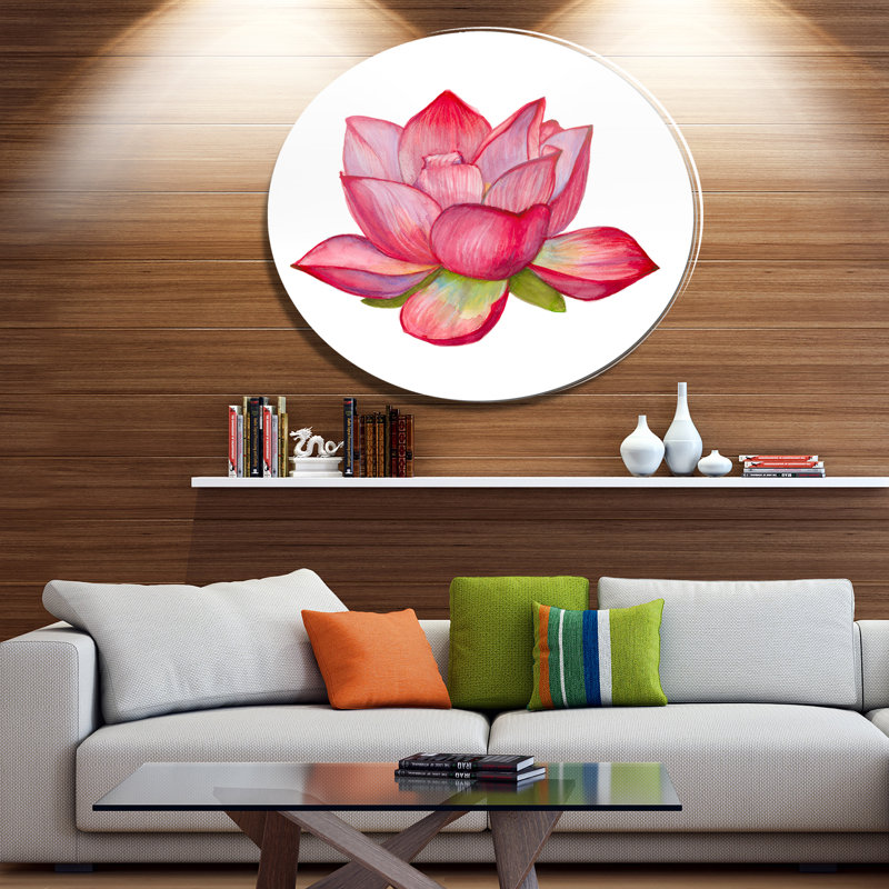 «Pink Lotus Watercolor Illustration», reproduction de peinture à l'huile sur métal, H 36 po x l 36 po