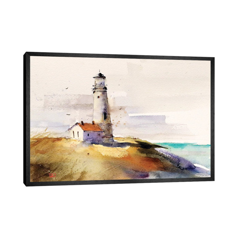 Summer Lighthouse by Dean Crouser - Painting on Canvas, Black Framed, 66.04 cm H x 45.72 cm W