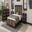 Grand lit plateforme en bois, décoration de lit plateforme moderne avec bande adhésive en bois-118038144