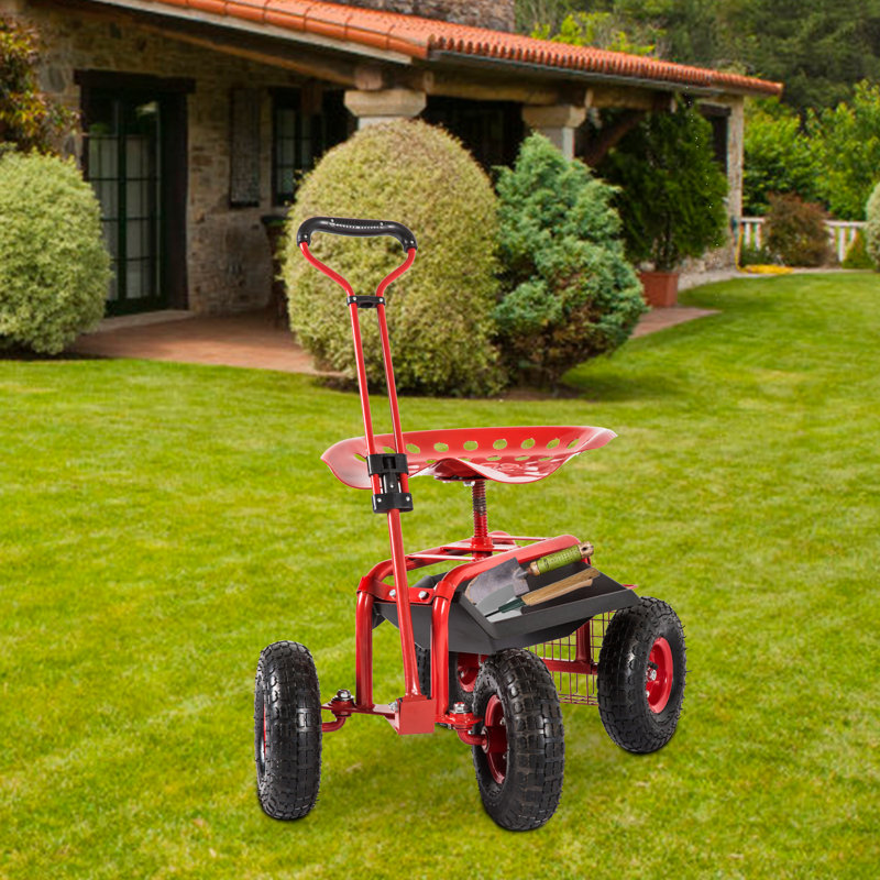 22'' H x 32.3'' W Utility Cart with Wheels, Red