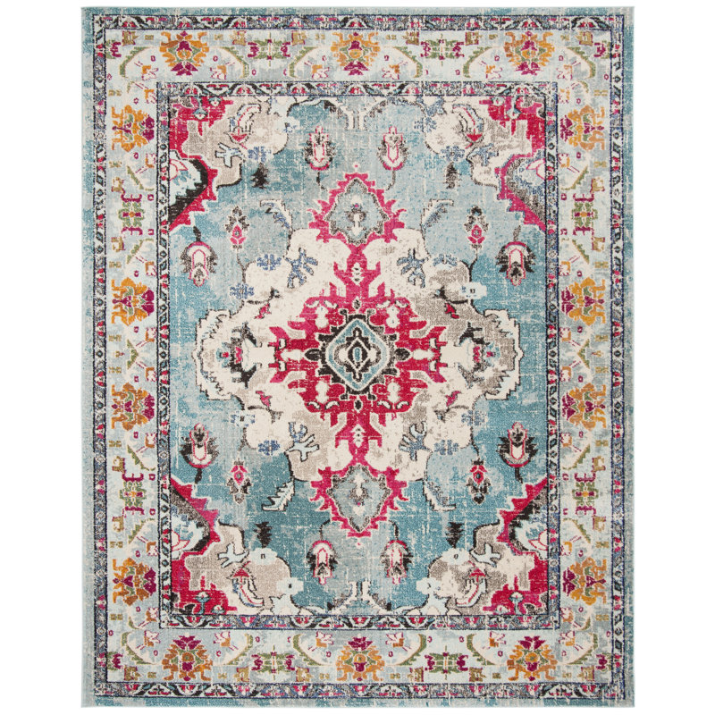 Almyra Oriental Area Rug, Rectangle 12' x 18', Grey/Light Blue