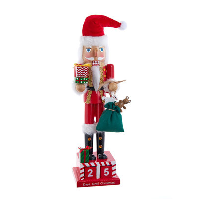 Kurt Adler Wooden 15-inch Santa Calendar Nutcracker In Red