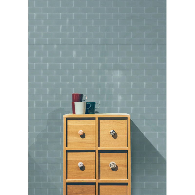 Carrelage mural en verre 3 pi x 6 pi Azure Sea Block (0,13 pi2 / pièce)