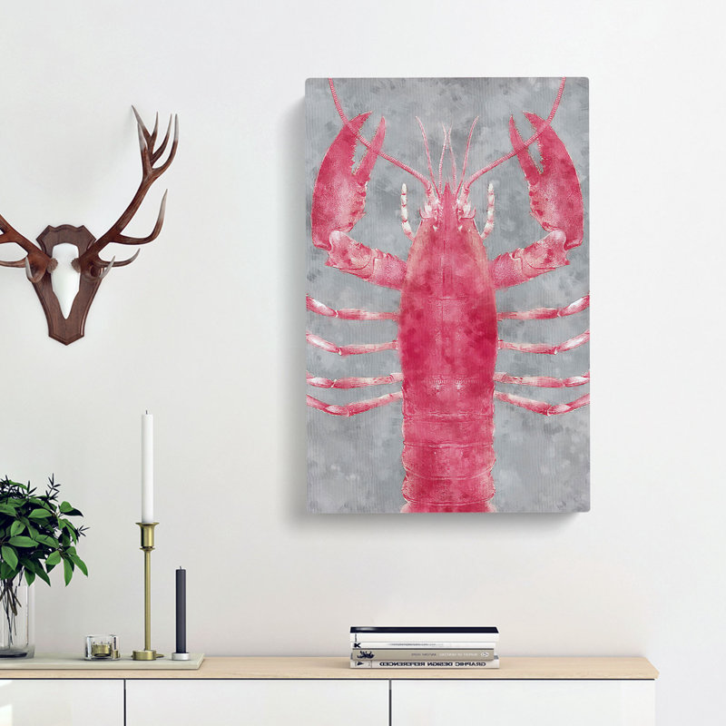 The Pink Lobster - Wrapped Canvas, 91cm H x 60cm W x 3cm D